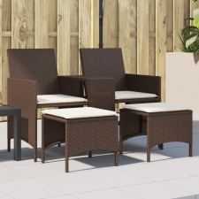 vidaXL 2 személyes barna polyrattan kerti kanapé asztallal/székkel kerti bútor