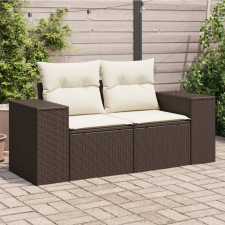 vidaXL 2 személyes barna polyrattan kerti kanapé párnával kerti bútor