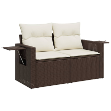vidaXL 2 személyes barna polyrattan kerti kanapé párnával (366221) kerti bútor