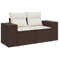 vidaXL 2 személyes barna polyrattan kerti kanapé párnával (366223) kerti bútor