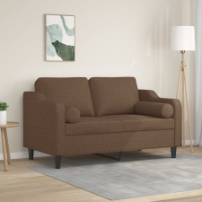vidaXL 2 személyes barna szövet kanapé díszpárnákkal 120 cm bútor