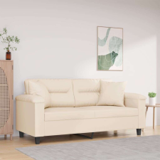 vidaXL 2 személyes bézs mikroszálas szövetkanapé párnákkal 140 cm bútor