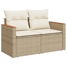 vidaXL 2 személyes bézs polyrattan kerti kanapé párnával (366066) kerti bútor