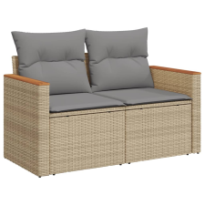 vidaXL 2 személyes bézs polyrattan kerti kanapé párnával (366097) kerti bútor