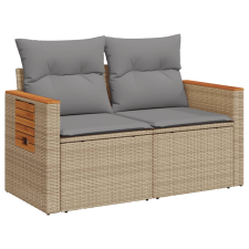 vidaXL 2 személyes bézs polyrattan kerti kanapé párnával (366098) kerti bútor