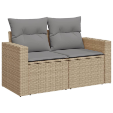 vidaXL 2 személyes bézs polyrattan kerti kanapé párnával (366105) kerti bútor