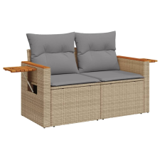 vidaXL 2 személyes bézs polyrattan kerti kanapé párnával (366110) kerti bútor