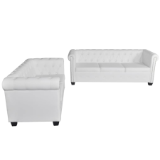 vidaXL 2 személyes és 3 személyes fehér műbőr Chesterfield kanapé  (272250) bútor