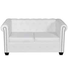 vidaXL 2 személyes fehér műbőr Chesterfield kanapé  (242371) bútor