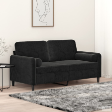 vidaXL 2 személyes fekete bársony kanapé díszpárnákkal 140 cm bútor