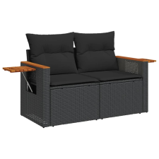 vidaXL 2 személyes fekete polyrattan kerti kanapé párnával (365978) kerti bútor
