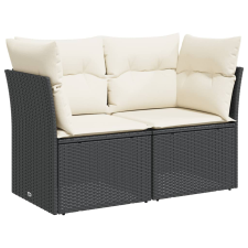 vidaXL 2 személyes fekete polyrattan kerti kanapé párnával (365998) kerti bútor