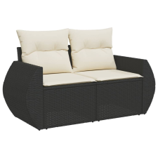 vidaXL 2 személyes fekete polyrattan kerti kanapé párnával (366018) kerti bútor