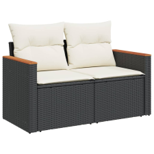vidaXL 2 személyes fekete polyrattan kerti kanapé párnával (366020) kerti bútor