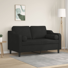 vidaXL 2 személyes fekete szövet kanapé díszpárnákkal 120 cm bútor