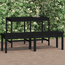 vidaXL 2 személyes fekete tömör fenyőfa kerti pad 159,5x44x45 cm kerti bútor