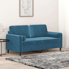 vidaXL 2 személyes kék bársony kanapé díszpárnákkal 140 cm bútor