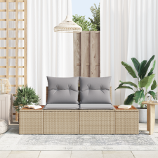 vidaXL 2-Személyes Kerti Kanapé Tárolóval és Párnákkal Bézs Poly Rattan kerti bútor
