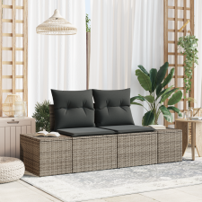 vidaXL 2-személyes kerti kanapé tárolóval és párnákkal Szürke Poli Rattan kerti bútor