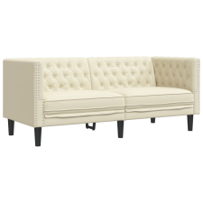 vidaXL 2 személyes krémszínű műbőr Chesterfield kanapé (372660) bútor