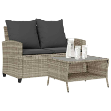 vidaXL 2 személyes polyrattan kerti kanapé asztallal&párnával kerti bútor