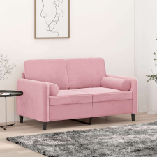 vidaXL 2 személyes rózsaszín bársony kanapé díszpárnákkal 120 cm bútor
