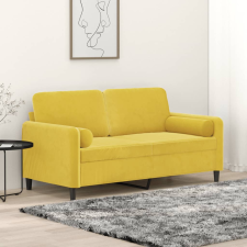 vidaXL 2 személyes sárga bársony kanapé díszpárnákkal 140 cm bútor