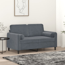 vidaXL 2 személyes sötétszürke bársony kanapé díszpárnákkal 120 cm bútor