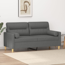 vidaXL 2 személyes sötétszürke szövet kanapé díszpárnákkal 140 cm bútor