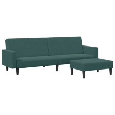 vidaXL 2 személyes sötétzöld bársony kanapéágy lábtartóval (3216238) bútor