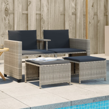 vidaXL 2 személyes szürke polyrattan kerti kanapé asztallal/székkel kerti bútor