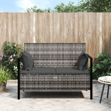 vidaXL 2 személyes szürke polyrattan kerti kanapé párnával kerti bútor