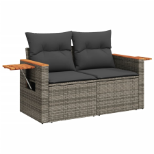 vidaXL 2 személyes szürke polyrattan kerti kanapé párnával (366129) kerti bútor
