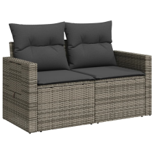 vidaXL 2 személyes szürke polyrattan kerti kanapé párnával (366141) kerti bútor