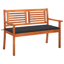 vidaXL 2 személyes tömör eukaliptuszfa kerti pad párnával 120 cm kerti bútor