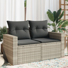 vidaXL 2 személyes világosszürke polyrattan kerti kanapé párnával kerti bútor
