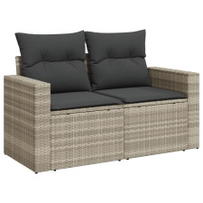vidaXL 2 személyes világosszürke polyrattan kerti kanapé párnával kerti bútor