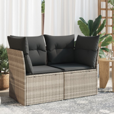 vidaXL 2 személyes világosszürke polyrattan kerti kanapé párnával kerti bútor