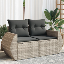vidaXL 2 személyes világosszürke polyrattan kerti kanapé párnával kerti bútor