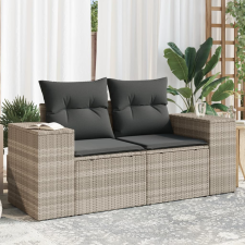 vidaXL 2 személyes világosszürke polyrattan kerti kanapé párnával kerti bútor