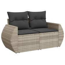 vidaXL 2 személyes világosszürke polyrattan kerti kanapé párnával (366186) kerti bútor