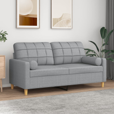 vidaXL 2 személyes világosszürke szövet kanapé díszpárnákkal 140 cm bútor