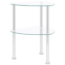 vidaXL 2 szintes átlátszó edzett üveg kisasztal 38 x 38 x 50 cm bútor
