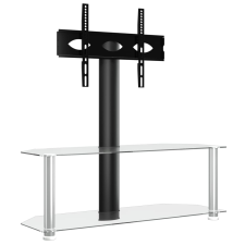 vidaXL 2 szintes fekete és ezüst sarok TV-állvány 32-70 hüvelyk (358171) tv állvány és fali konzol
