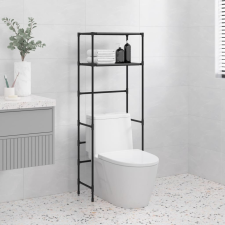 vidaXL 2-szintes fekete vas WC feletti tárolóállvány 53,5x28x143 cm fürdőszoba kiegészítő