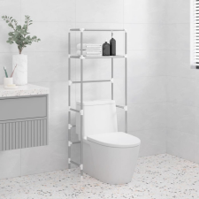 vidaXL 2 szintes szürke vas WC feletti tárolóállvány 53,5x28x143 cm fürdőszoba kiegészítő