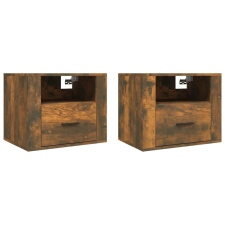 vidaXL 2db füstös tölgyszínű falra szerelhető éjjeliszekrény50x36x40cm (816891) bútor