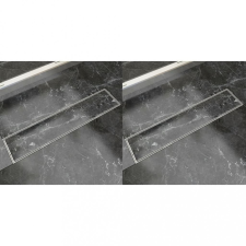 vidaXL 2db lineáris rozsdamentes acél zuhany lefolyó 530 x 140 mm fürdőszoba kiegészítő