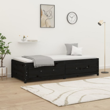 vidaXL 2FT6 Small Single fekete tömör fenyőfa nappali ágy 75x190 cm bútor