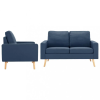 vidaXL 3056618 2 Piece Sofa Set Fabric Blue (288697+288707)